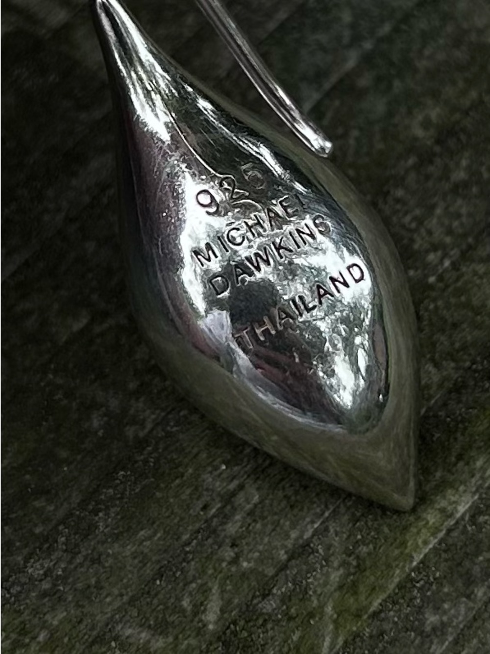 Michael Dawkins Polished Silver Teardrop Hook Earrings - Picture 2 of 4